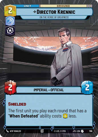 Director Krennic - On the Verge of Greatness (766) (Hyperspace Foil) (766) [Jump to Lightspeed]