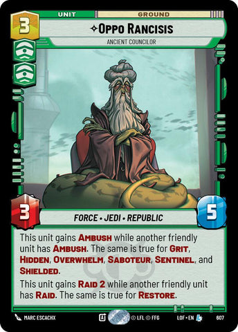Oppo Rancisis - Ancient Councilor (607) (Foil) (607) [Legends of the Force]