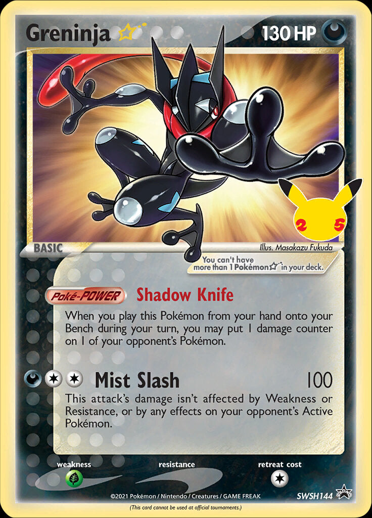 black star pokemon cards Greninja Star (SWSH144) (Celebrations) [Sword & Shield: Black Star Pro