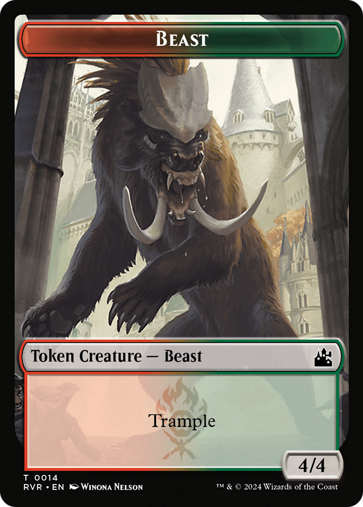 Goblin (0008) // Beast Double-Sided Token [Ravnica Remastered Tokens]